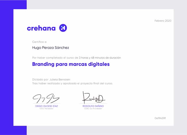 diploma certificado curso branding marcas digitales