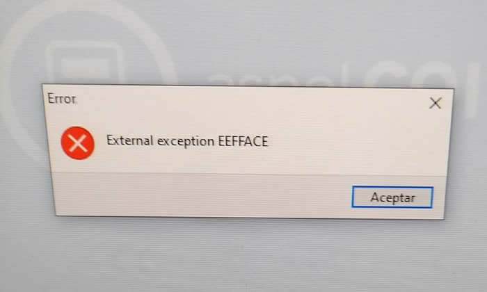 solucionar error external exception eefface aspel