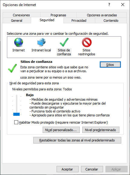 configurar portal idse niveles seguridad